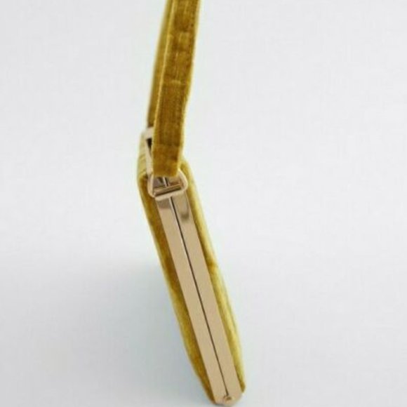 ZARA WOMEN'S MUSTARD YELLOW VELVET HANDBAG - Picture 5 of 5